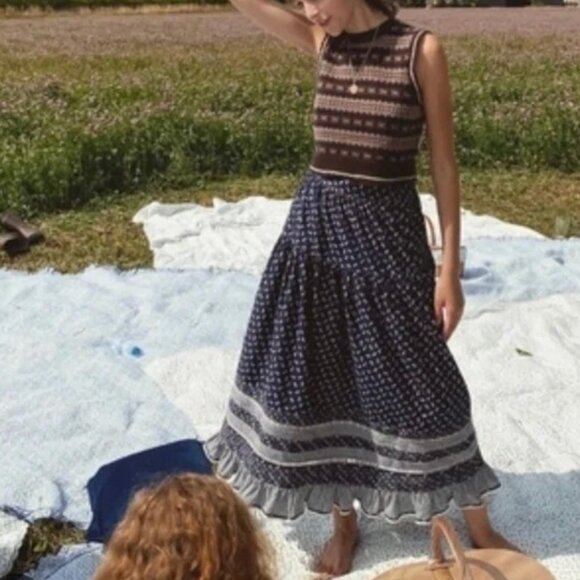 DOEN. Rosanna Skirt Calico Midi BNWOT Large / Medium - Picture 6 of 7